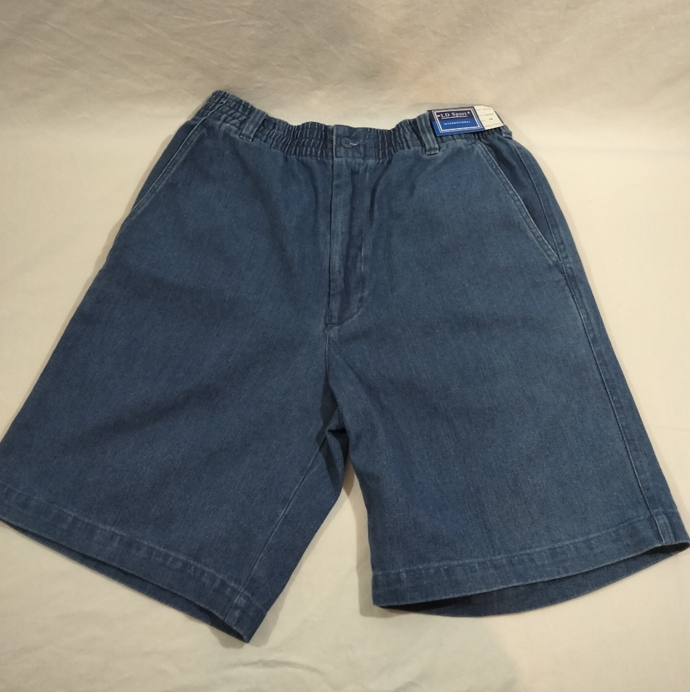 LD Sport International Denim Jean Shorts Size Medium Elastic Waist Band